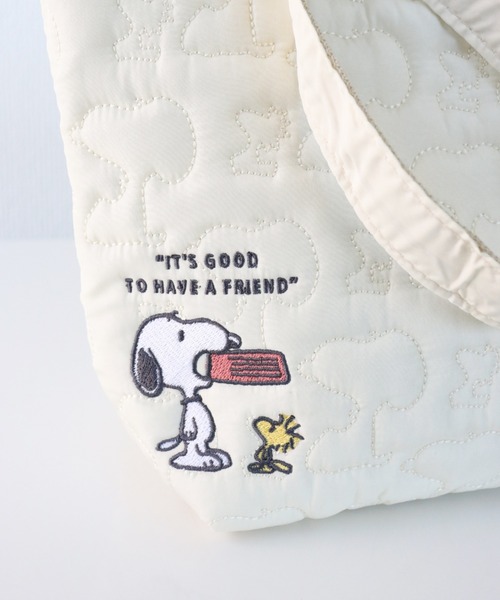 PEANUTS(ピーナッツ)の「〈PEANUTS/ピーナッツ〉スヌーピー キルト生地 保冷ランチバッグ KBCB5(エコバッグ/サブバッグ・レディース・アイボリー・ONE SIZE)」の4枚目の写真