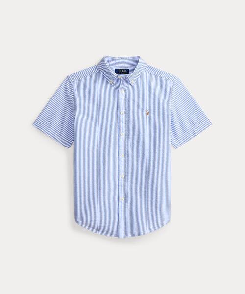 POLO RALPH LAUREN CHILDRENSWEAR(ポロ ラルフ ローレン チルドレンズウェア)の「ストライプド コットン シアサッカー シャツ(シャツ/ブラウス・キッズ・ブルー・S/M/L/XL)」の1枚目の写真