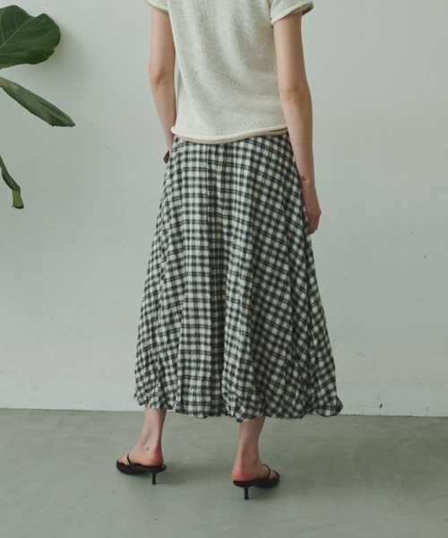 Plumel(プルメル)の「Check Balloon Gathered Skirt / チェックバルーンギャザースカート(スカート・レディース・ライトブルー/ブラック・MEDIUM)」の7枚目の写真