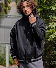 CAMBIO（カンビオ）の「mj11604-Fleece Lined Snap Front Hoodie Jacket スナップボタンフーディージャケット(A70726cmb)（スタジャン）」