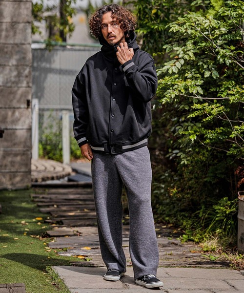 CAMBIO(カンビオ)の「mj11604-Fleece Lined Snap Front Hoodie Jacket スナップボタンフーディージャケット(A70726cmb)(スタジャン・メンズ・ネイビー系/グレー系その他/ミックスグレー/ブラック/ブラック×グレー/ベージュ×ブラック・L/M/S)」の9枚目の写真