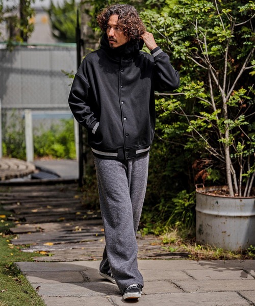 CAMBIO(カンビオ)の「mj11604-Fleece Lined Snap Front Hoodie Jacket スナップボタンフーディージャケット(A70726cmb)(スタジャン・メンズ・ネイビー系/グレー系その他/ミックスグレー/ブラック/ブラック×グレー/ベージュ×ブラック・L/M/S)」の10枚目の写真