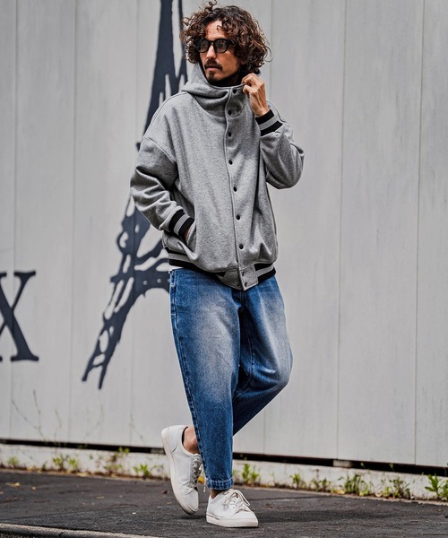CAMBIO(カンビオ)の「mj11604-Fleece Lined Snap Front Hoodie Jacket スナップボタンフーディージャケット(A70726cmb)(スタジャン・メンズ・ネイビー系/グレー系その他/ミックスグレー/ブラック/ブラック×グレー/ベージュ×ブラック・L/M/S)」の13枚目の写真