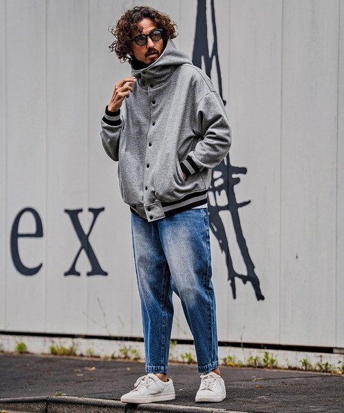 CAMBIO(カンビオ)の「mj11604-Fleece Lined Snap Front Hoodie Jacket スナップボタンフーディージャケット(A70726cmb)(スタジャン・メンズ・ネイビー系/グレー系その他/ミックスグレー/ブラック/ブラック×グレー/ベージュ×ブラック・L/M/S)」の14枚目の写真