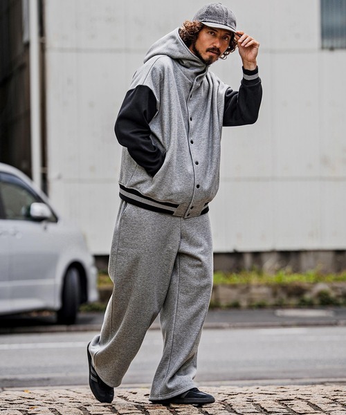 CAMBIO(カンビオ)の「mj11604-Fleece Lined Snap Front Hoodie Jacket スナップボタンフーディージャケット(A70726cmb)(スタジャン・メンズ・ネイビー系/グレー系その他/ミックスグレー/ブラック/ブラック×グレー/ベージュ×ブラック・L/M/S)」の17枚目の写真