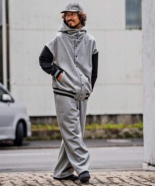 CAMBIO(カンビオ)の「mj11604-Fleece Lined Snap Front Hoodie Jacket スナップボタンフーディージャケット(A70726cmb)(スタジャン・メンズ・ネイビー系/グレー系その他/ミックスグレー/ブラック/ブラック×グレー/ベージュ×ブラック・L/M/S)」の18枚目の写真