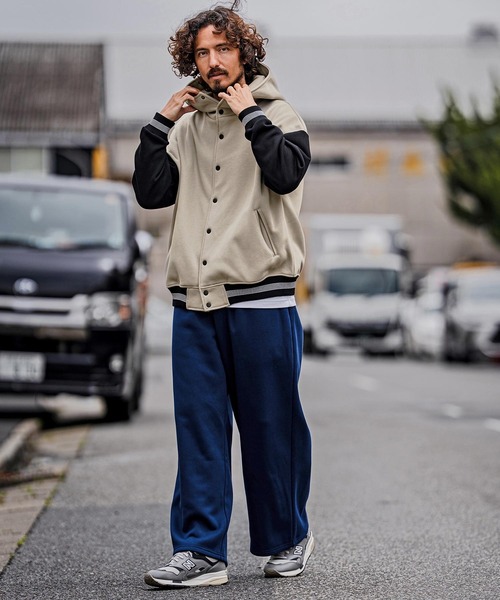 CAMBIO(カンビオ)の「mj11604-Fleece Lined Snap Front Hoodie Jacket スナップボタンフーディージャケット(A70726cmb)(スタジャン・メンズ・ネイビー系/グレー系その他/ミックスグレー/ブラック/ブラック×グレー/ベージュ×ブラック・L/M/S)」の21枚目の写真