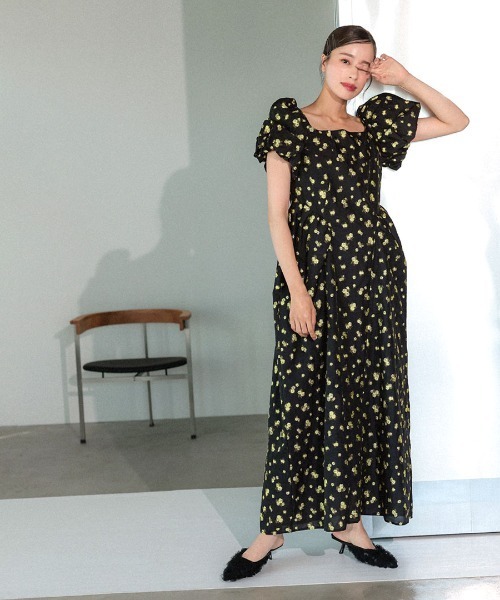 DONOBAN(ドノバン)の「【ANDRESD】flower jacquard forme dress 結婚式 ワンピース パーティードレス オケージョンドレス お呼ばれ 二次会 成人式 同窓会(ドレス・レディース・ブラック×イエロー/ホワイト×イエロー/ブラック×グレー・TALL/M/S)」の3枚目の写真