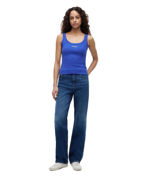 tommy jeans（トミー ジーンズ）の「スリムスクリプトリブタンクトップ（タンクトップ・レディース・ブルー/ホワイト・SMALL/MEDIUM/LARGE/X-SMALL）」の6枚目の写真