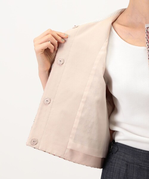 BALLSEY(ボールジィ)の「サンセットツイード ショートクルージャケット(ノーカラージャケット・レディース・ベージュ系その他・36)」の6枚目の写真