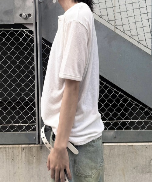 Never mind the XU / Chikashitsu+(ネバーマインド ザ エックスユー / チカシツプラス)の「【nmtc+】Half Zip-Up Slim Tee / 【エヌエムティーシープラス】ハーフジップアップスリムTシャツ(Tシャツ/カットソー・メンズ・ブラック/グレー/ホワイト・ONE SIZE)」の10枚目の写真