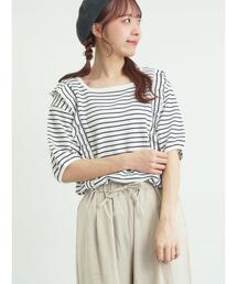 Samansa Mos2（サマンサ モスモス）の「柄アソートワッフル前後2WAYカットソー（Tシャツ/カットソー）」
