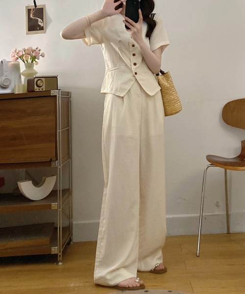 FAVORITO(ファヴォリート)の「シャツパンツセットアップ(セットアップ・レディース・ベージュ/ブラック・XL/L/M)」の10枚目の写真