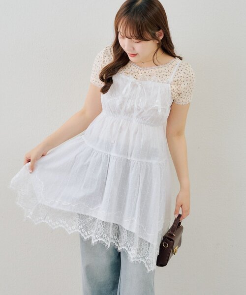 continuer de NICE CLAUP（コンティニューデナイスクラップ）の「レース付アソートキャミチュニック（シャツ/ブラウス・レディース・オフホワイト/ホワイト系その他/ブラック系その他/チェック・FREE）」の11枚目の写真