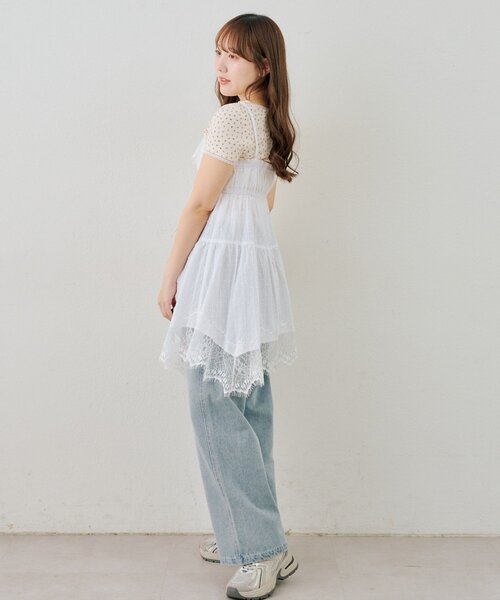 continuer de NICE CLAUP（コンティニューデナイスクラップ）の「レース付アソートキャミチュニック（シャツ/ブラウス・レディース・オフホワイト/ホワイト系その他/ブラック系その他/チェック・FREE）」の13枚目の写真