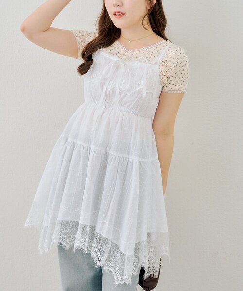 continuer de NICE CLAUP（コンティニューデナイスクラップ）の「レース付アソートキャミチュニック（シャツ/ブラウス・レディース・オフホワイト/ホワイト系その他/ブラック系その他/チェック・FREE）」の14枚目の写真