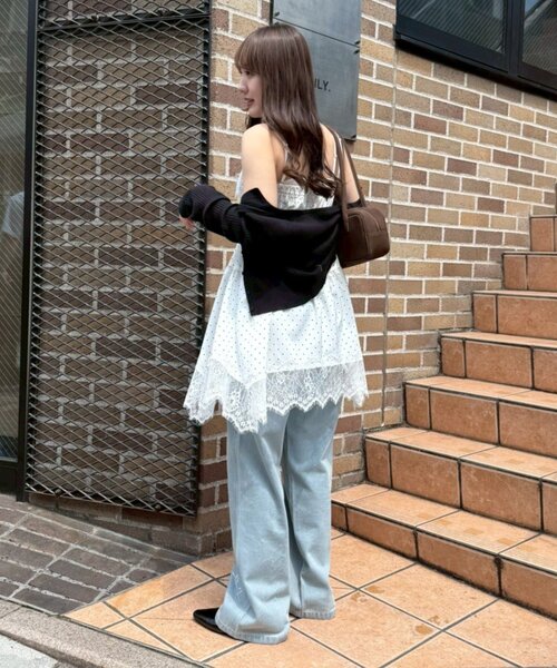 continuer de NICE CLAUP（コンティニューデナイスクラップ）の「レース付アソートキャミチュニック（シャツ/ブラウス・レディース・オフホワイト/ホワイト系その他/ブラック系その他/チェック・FREE）」の8枚目の写真