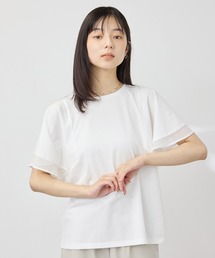 【SARARI /サラリ】冷感 DRY シフォン使いフレアスリーブUVカットTシャツ