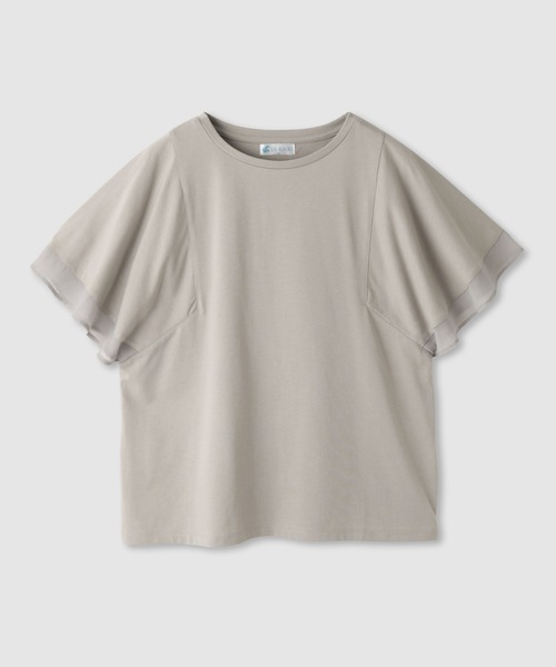 NAVY(ネイビー)の「【SARARI /サラリ】冷感 DRY シフォン使いフレアスリーブUVカットTシャツ(Tシャツ/カットソー・レディース・グレイッシュベージュ/オフホワイト/チャコール・M/L)」の3枚目の写真