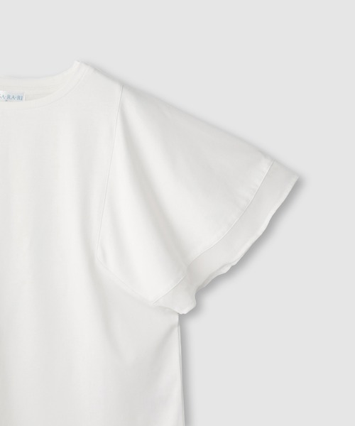 NAVY(ネイビー)の「【SARARI /サラリ】冷感 DRY シフォン使いフレアスリーブUVカットTシャツ(Tシャツ/カットソー・レディース・グレイッシュベージュ/オフホワイト/チャコール・M/L)」の6枚目の写真