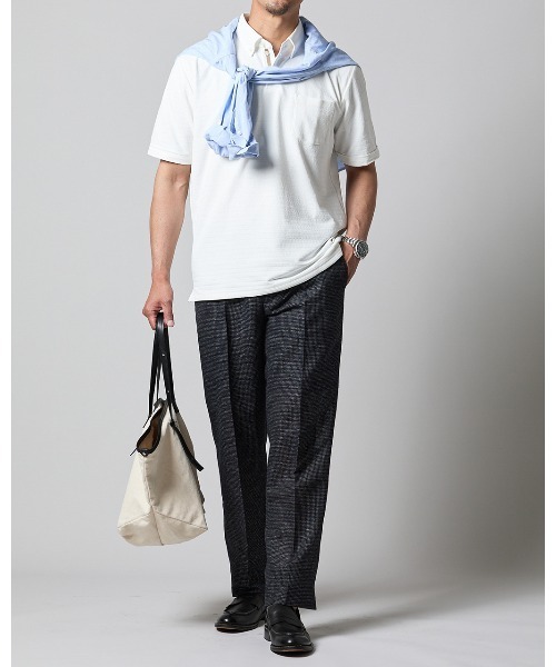 DoCLASSE（ ドゥクラッセ）の「吸汗速乾ジャガードボーダーサラッとポロ 半袖（Tシャツ/カットソー・メンズ・ベージュ/オフホワイト・L/M/S/LL/3L）」の3枚目の写真