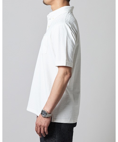 DoCLASSE（ ドゥクラッセ）の「吸汗速乾ジャガードボーダーサラッとポロ 半袖（Tシャツ/カットソー・メンズ・ベージュ/オフホワイト・L/M/S/LL/3L）」の5枚目の写真