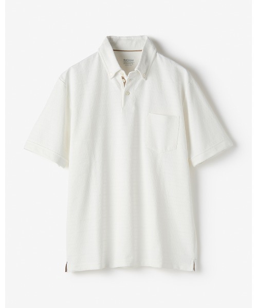 DoCLASSE（ ドゥクラッセ）の「吸汗速乾ジャガードボーダーサラッとポロ 半袖（Tシャツ/カットソー・メンズ・ベージュ/オフホワイト・L/M/S/LL/3L）」の7枚目の写真