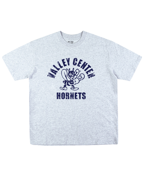 NAVYTEAM(ネイビーチーム)の「VALLEY CENTER HORNETS 半袖Tシャツ(6色)(Tシャツ/カットソー・レディース・ライトグレー/イエロー×グレー/ホワイト×ブラック/ホワイト×グリーン/ネイビー/ブラック・SMALL/MEDIUM/LARGE/X-LARGE)」の1枚目の写真