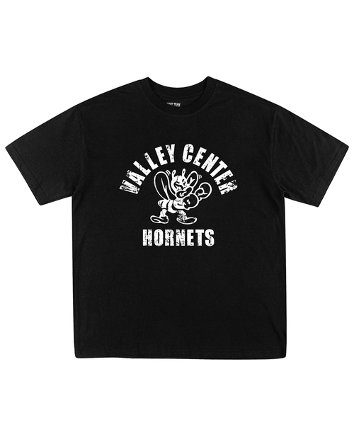 NAVYTEAM(ネイビーチーム)の「VALLEY CENTER HORNETS 半袖Tシャツ(6色)(Tシャツ/カットソー・レディース・ライトグレー/イエロー×グレー/ホワイト×ブラック/ホワイト×グリーン/ネイビー/ブラック・SMALL/MEDIUM/LARGE/X-LARGE)」の4枚目の写真