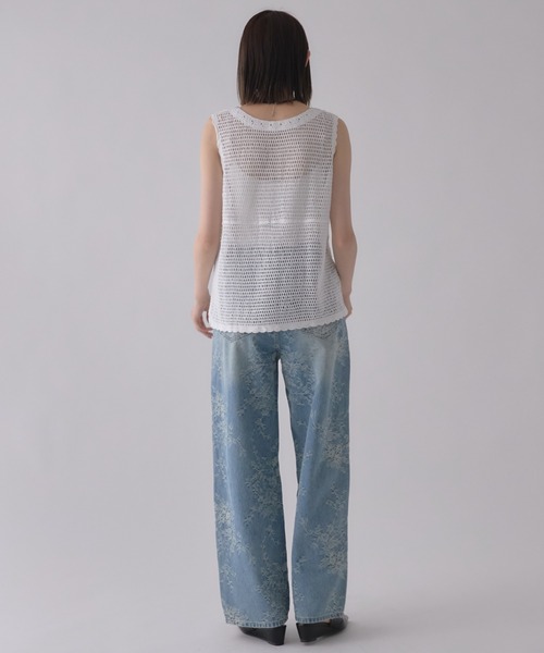 leimn(レイムン)の「フラワー刺繍ワイドデニム(デニムパンツ・レディース・ブルー・FREE)」の4枚目の写真
