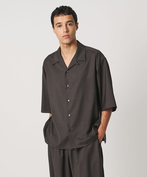 LOEFF(ロエフ)の「<LOEFF>トロピカルウール オープンカラー シャツ MENS(シャツ/ブラウス・メンズ・ワイン/ブラック/ブラウン系・1/2)」の1枚目の写真