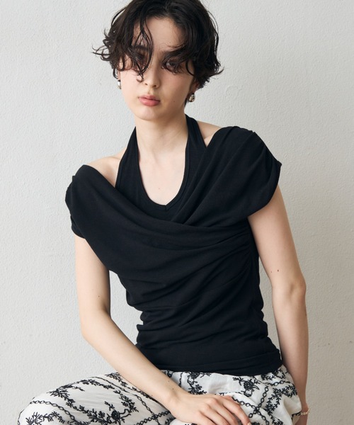 Trish(トリッシュ)の「ドレープカシュクールカットソー(Tシャツ/カットソー・レディース・ブラック/ブラウン/アイボリー・MEDIUM)」の20枚目の写真
