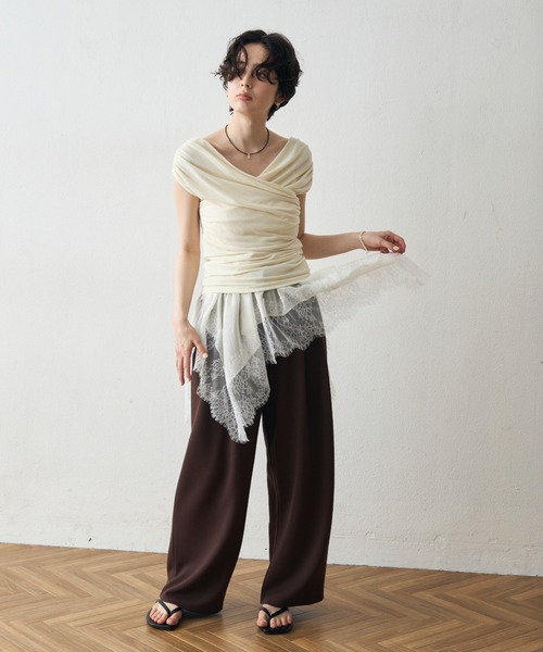 Trish(トリッシュ)の「ドレープカシュクールカットソー(Tシャツ/カットソー・レディース・ブラック/ブラウン/アイボリー・MEDIUM)」の8枚目の写真