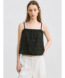 embroidered shirring top (black)