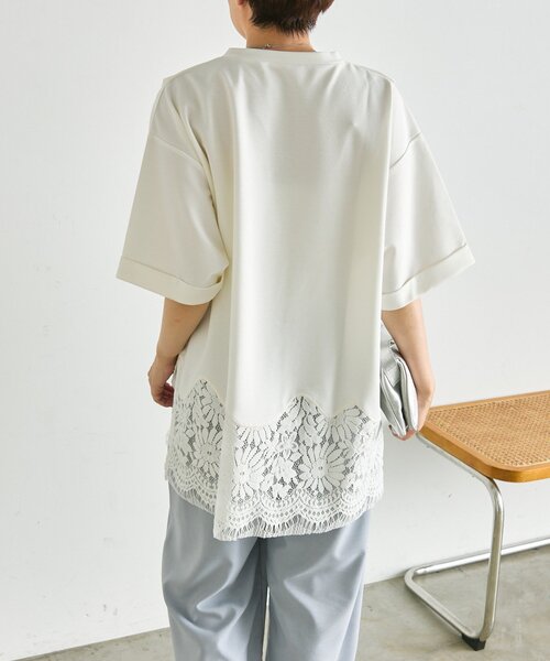ear PAPILLONNER(イアパピヨネ)の「裾レーストップス【SUM1 STYLE】(Tシャツ/カットソー・レディース・ブラック/ホワイト/サンドベージュ・FREE)」の22枚目の写真