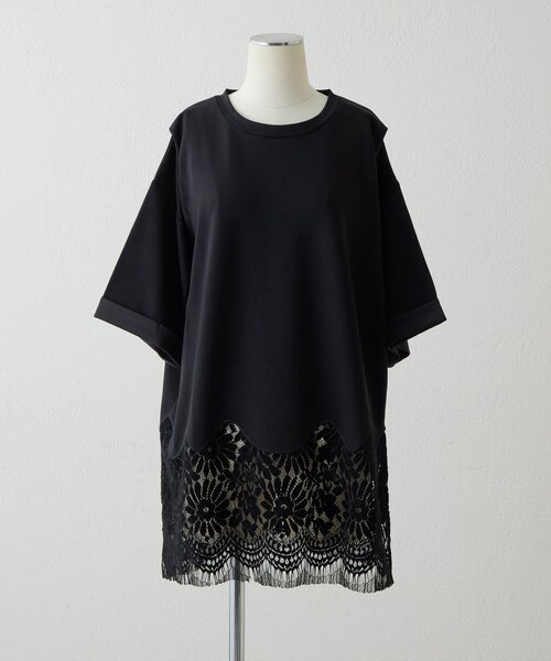 ear PAPILLONNER(イアパピヨネ)の「裾レーストップス【SUM1 STYLE】(Tシャツ/カットソー・レディース・ブラック/ホワイト/サンドベージュ・FREE)」の9枚目の写真