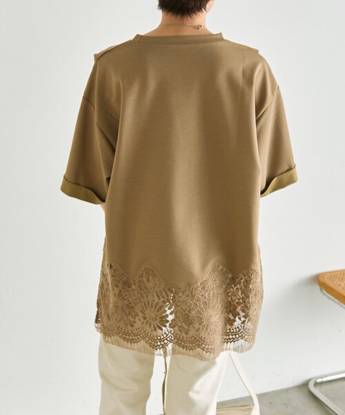 ear PAPILLONNER(イアパピヨネ)の「裾レーストップス【SUM1 STYLE】(Tシャツ/カットソー・レディース・ブラック/ホワイト/サンドベージュ・FREE)」の14枚目の写真