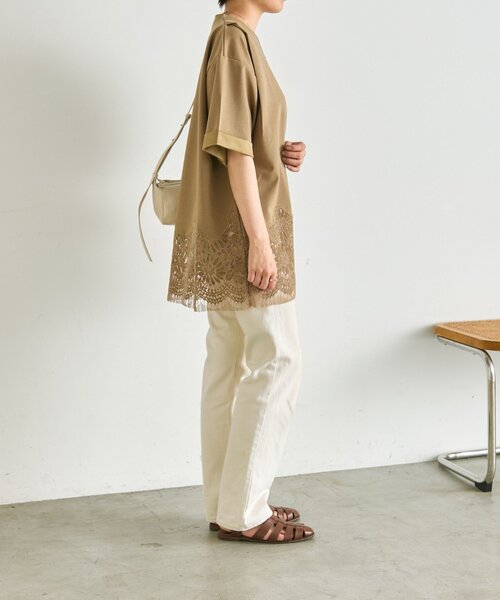 ear PAPILLONNER(イアパピヨネ)の「裾レーストップス【SUM1 STYLE】(Tシャツ/カットソー・レディース・ブラック/ホワイト/サンドベージュ・FREE)」の17枚目の写真