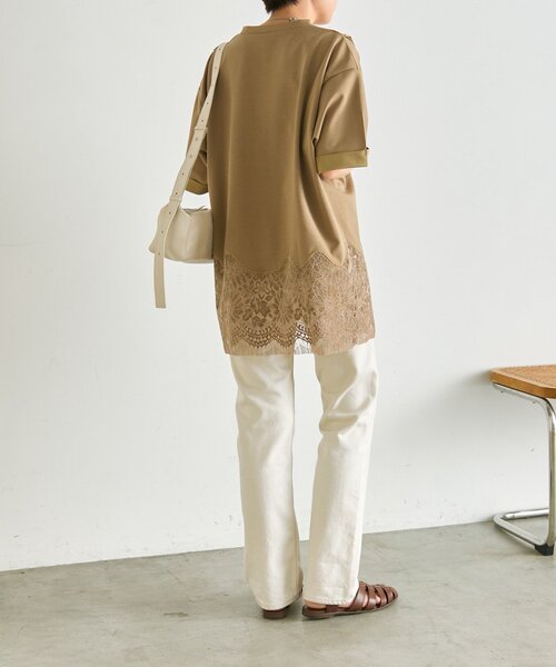 ear PAPILLONNER(イアパピヨネ)の「裾レーストップス【SUM1 STYLE】(Tシャツ/カットソー・レディース・ブラック/ホワイト/サンドベージュ・FREE)」の18枚目の写真