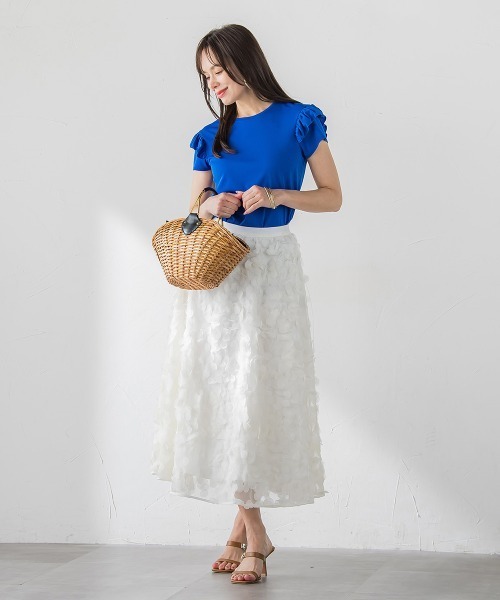 Viaggio Blu(ビアッジョブルー)の「【WEB限定】ショルダーフリルカットソー(Tシャツ/カットソー・レディース・ホワイト/ブルー系その他/ネイビー/ピンク・S/M)」の14枚目の写真