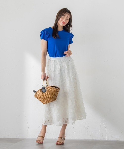 Viaggio Blu(ビアッジョブルー)の「【WEB限定】ショルダーフリルカットソー(Tシャツ/カットソー・レディース・ホワイト/ブルー系その他/ネイビー/ピンク・S/M)」の13枚目の写真