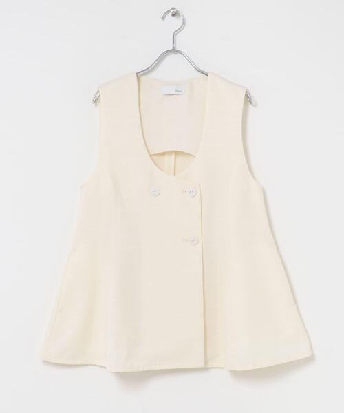 URBAN RESEARCH ROSSO WOMEN(アーバンリサーチ ロッソ)の「Mewl Uネックリネンツイードジレ(ダウンベスト・レディース・オフホワイト/ネイビー・FREE)」の2枚目の写真