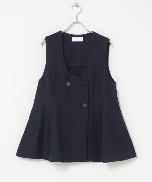 URBAN RESEARCH ROSSO WOMEN(アーバンリサーチ ロッソ)の「Mewl Uネックリネンツイードジレ(ダウンベスト・レディース・オフホワイト/ネイビー・FREE)」の9枚目の写真