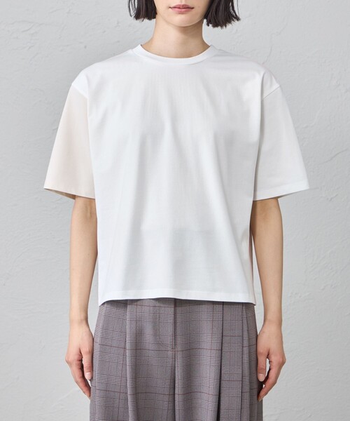 CAST:(キャストコロン)の「【接触冷感・UV対策】カラーブロックカットソー(Tシャツ/カットソー・レディース・ホワイト/グレー系その他2/オフホワイト・M)」の9枚目の写真