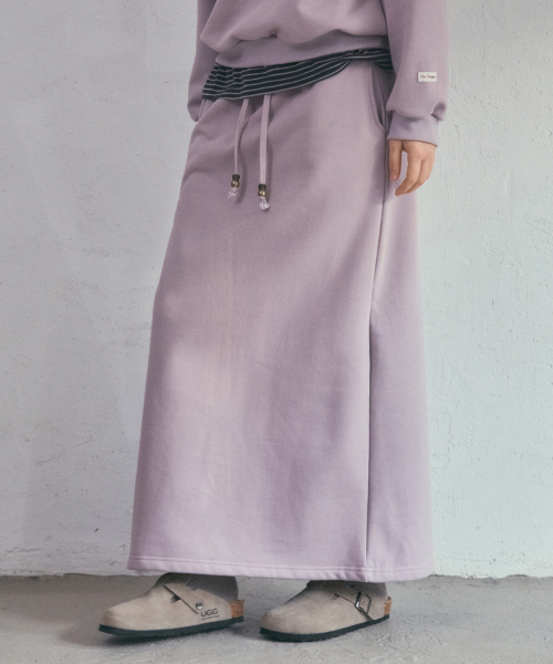 OURNOSTALGIA(アワー ノスタルジア)の「Cozy Henry Long Skirt_Vintage Pink(O25-SK21)(スカート・レディース・ピンク・FREE)」の1枚目の写真