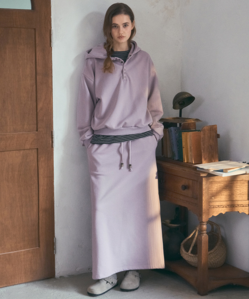 OURNOSTALGIA(アワー ノスタルジア)の「Cozy Henry Long Skirt_Vintage Pink(O25-SK21)(スカート・レディース・ピンク・FREE)」の3枚目の写真