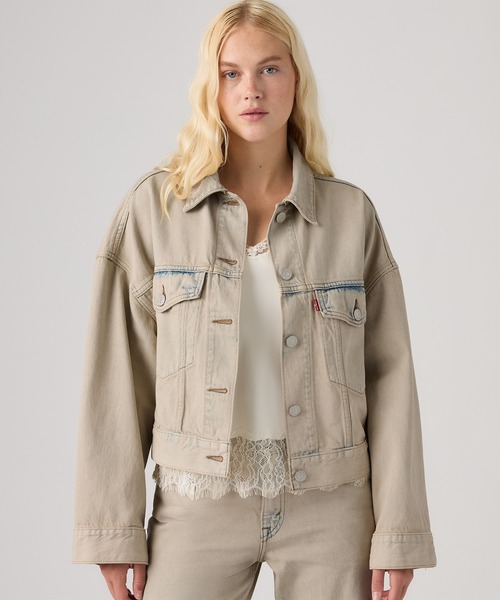 Levi's(リーバイス)の「Levi's/リーバイス ルーズ クロップド トラッカージャケット(デニムジャケット・レディース・ベージュ・M/XS/S)」の1枚目の写真