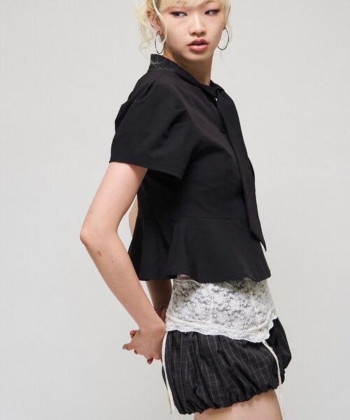 Six M(シックスエム)の「【SixM】Chic Puff Jacket(テーラードジャケット・レディース・グレー/ブラック・FREE)」の7枚目の写真
