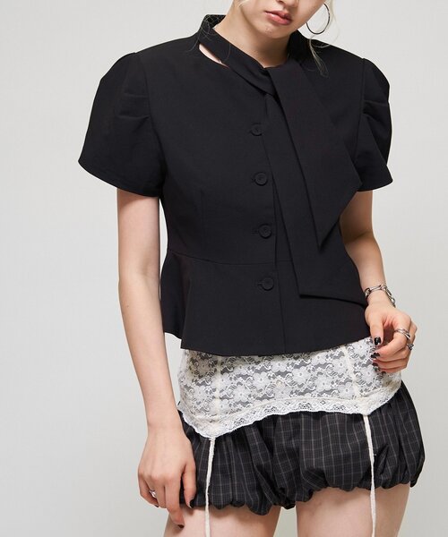 Six M(シックスエム)の「【SixM】Chic Puff Jacket(テーラードジャケット・レディース・グレー/ブラック・FREE)」の9枚目の写真