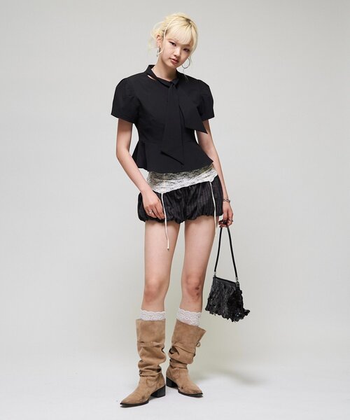 Six M(シックスエム)の「【SixM】Chic Puff Jacket(テーラードジャケット・レディース・グレー/ブラック・FREE)」の11枚目の写真